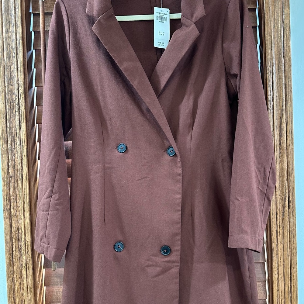 Elegant Brown Double-Breasted Women's Dress